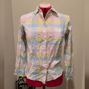 Vintage CitiCraze pastel plaid button-up shirt, size 8